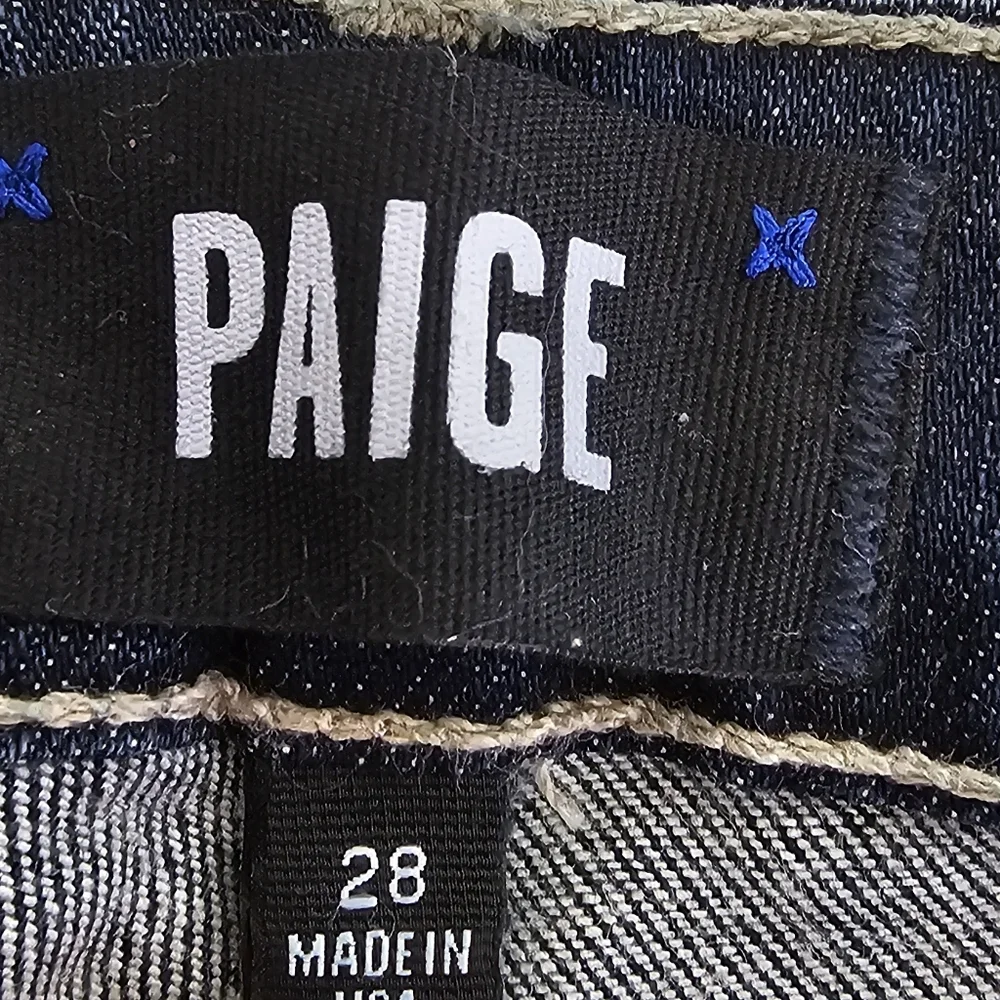 PAIGE Verdugo Ankle Distressed Mid Rise Dark Blue Skinny Jeans‎ 28 Preowned